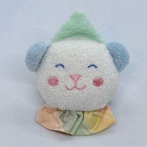VTG Eden Terrycloth Pastel Clown Bear Stuffed Plush Baby Wrist Rattle Toy  4” T